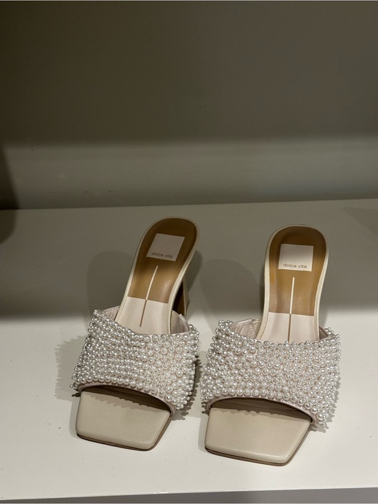 Dolce Vita Shoes - Dolce Vita Ivory Pearl-Embellished Slide Heels